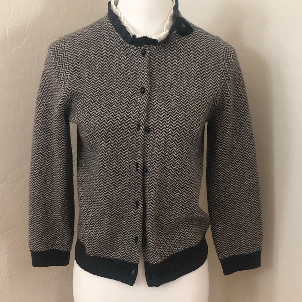 J Crew wool/cashmere cardigan gray and black